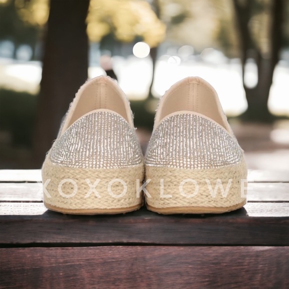 Rhinestone Sparkle Slip On Espadrille Platform Sneakers Bling Bling - Picture 5 of 14